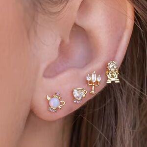Disney’s Beauty and the Beast Stud Earrings Set- Gold
